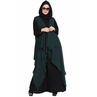 Shrug abaya- Black-Green